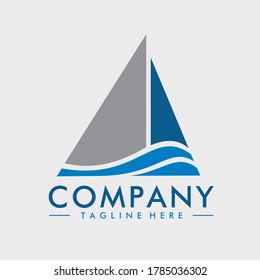 simple logo design of a sailboat with waves