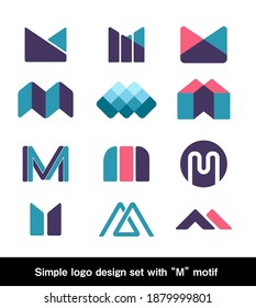 Einfaches Logo-Design mit "M"-Motiv. Vektorgrafik.