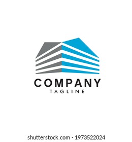 simple logo design shape outline style like building