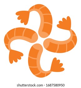 Simple Logo Design of a Shrimp in Orange