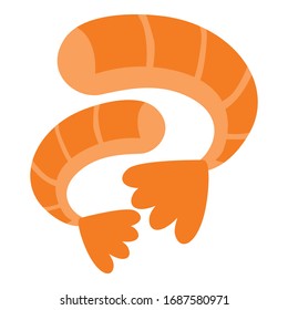 Simple Logo Design of a Shrimp in Orange