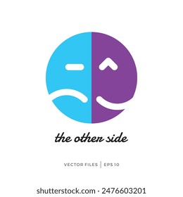 simple logo design silhouette filled of a sad and happy face is the opposite of each other