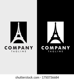 simple logo design of a silhouette image building Eiffel Tower