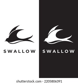 Simple logo design silhouette of a martin martlet swallow flying hovering.