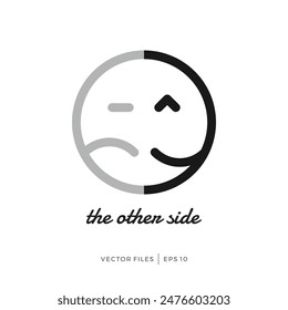 simple logo design silhouette of a sad and happy face is the opposite of each other