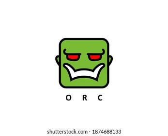 simple logo design squere green orc 