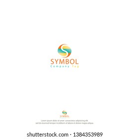 Simple logo design with the symbol S in the middle of the circle, consists of 3 soft colors and harmony.