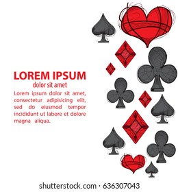 Simple logo design with symbols of playing cards. Includes: heart, diamond and club symbols.