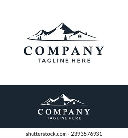 Simple Logo design template for house rental with mountain. home logo construction. house mountain logo template Vector illustration