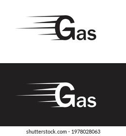 Simple logo design that refers to the abstract shape of the gas word with a speed effect
