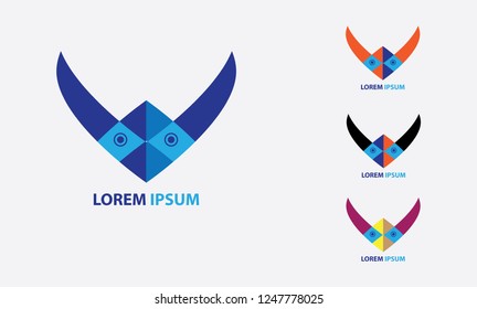 Simple logo design that is shaped head, horn, and eyes, easily edited and customized according to the needs of its users