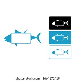 Simple Logo Design of Tuna in Blue, Black and White