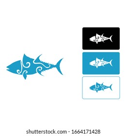Diseño de logotipo simple en azul, negro y blanco