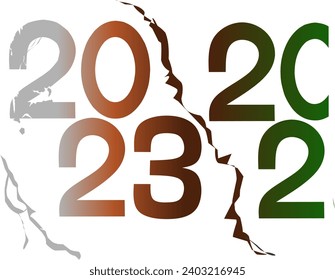Simple logo design for the turn of the new year 2023 to 2024, for illustration concept