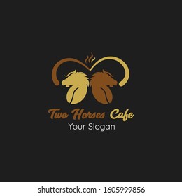 simple logo design with two horses cafe logo design