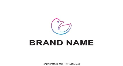 simple logo design with unique and luxurious blue and red bird-shaped line elements