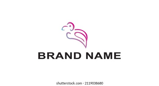 simple logo design with unique and luxurious blue and red bird-shaped line elements