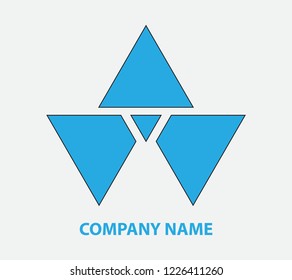 Simple logo design for various purposes that is easily edited and customized. Three triangles with light blue background and changed according to the wishes of the user