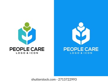 Mano simple del Vector del diseño del logotipo con la persona