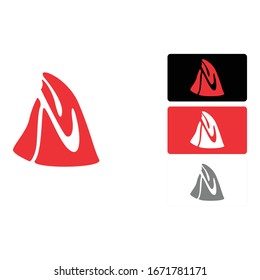 Simple Logo Design of a Volcano in Red