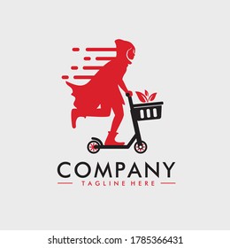 simple logo design when someone is pedaling while carrying a basket