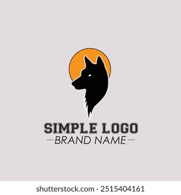 Diseño de logotipo simple, con la cabeza de un lobo en un círculo
