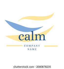 Simple logo design with the words "calm" with curved lines. can be used for company logos, spa studios and others.
