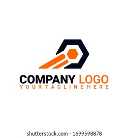 Simple logo design for workshop companies with key illustration