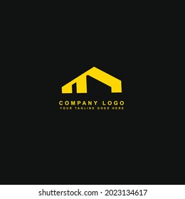 Simple logo design with yellow gold house model for building and property business