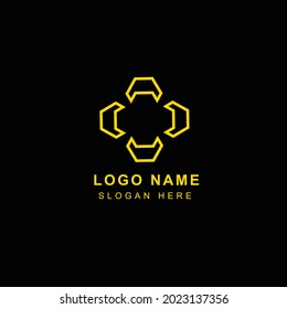 Simple logo design with yellow gold for property business and brand marketing