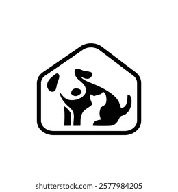 simple logo of a dog and related house