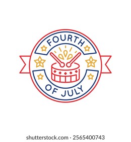 Simple Logo with a Drum Fourth of July icon. Simple Logo with a drum icon for social media, app, and web design. Vector illustration.