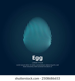 simple logo egg Illustration in a linear style. Abstract line art egg Logotype concept icon. Vector logo Easter egg color silhouette on a dark background. EPS 10