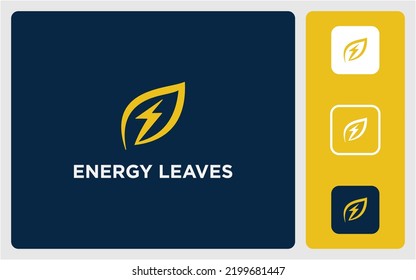 simple logo electric energy leaf premium modern design