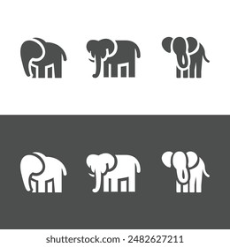 a simple logo with an elephant, gray and white in color 