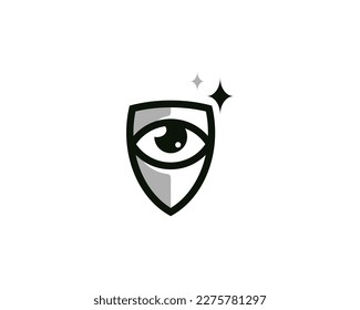 Simple logo eye and shield on white background