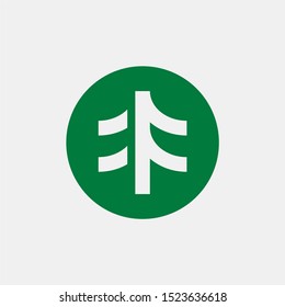 simple logo f which forms leaf and tree logo