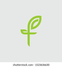 simple logo f which forms leaf and tree logo