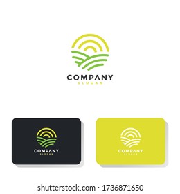 simple logo of the farm and sun