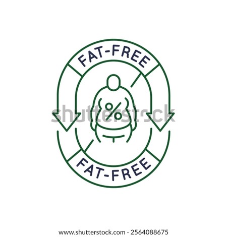 Simple Logo with Fat free icon. Simple Logo with a fat free sign, for oil-free cooking and dietary choices focused on heart health eating. Ideal for dietary guides, cookbooks. Vector illustration