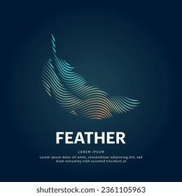 logotipo simple Feather Illustration en un estilo lineal. Resumen de arte de línea Icono de concepto de Feather Logotype. Ilustración de Feather Vector adecuada para organización, empresa o comunidad. EPS 10