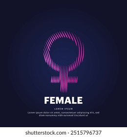 simple logo female icon Illustration in a linear style. Abstract line art female sign Logotype concept icon. Vector logo gender symbol color silhouette on a dark background. EPS 10