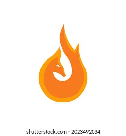 Simple logo flame fox with two color.