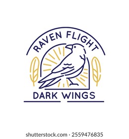 Simple Logo with Flight raven icon. Flight raven with dark wings logo icon for social media, app, and web design. Vector illustration
