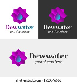 Simple logo flower dew vector design