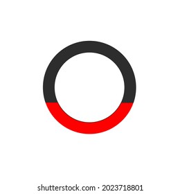 A simple logo in the form of a black and red circle.
