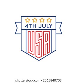 Simple Logo with The Fourth July icon. Simple Logo with American flag icon for social media, app, and web design. Vector illustration.