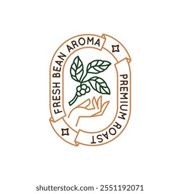 Logotipo simples com ícone de aroma de feijão fresco. Logotipo simples com ícone de aroma de feijão fresco para mídias sociais, aplicativos e web design. Ilustração vetorial.