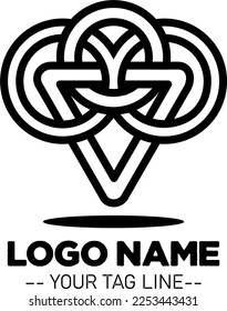 Simple Logo Geometric Black and White  with tradistional ethnic pattern  