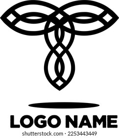 Simple Logo Geometric Black and White  with tradistional ethnic pattern  